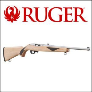 CARABINA CAL 22LR RUGER INOXIDABLE M.10/22 18,50" MADERA CON SEGRINADO NEGRO incluye base Weaver (31229) A.15177